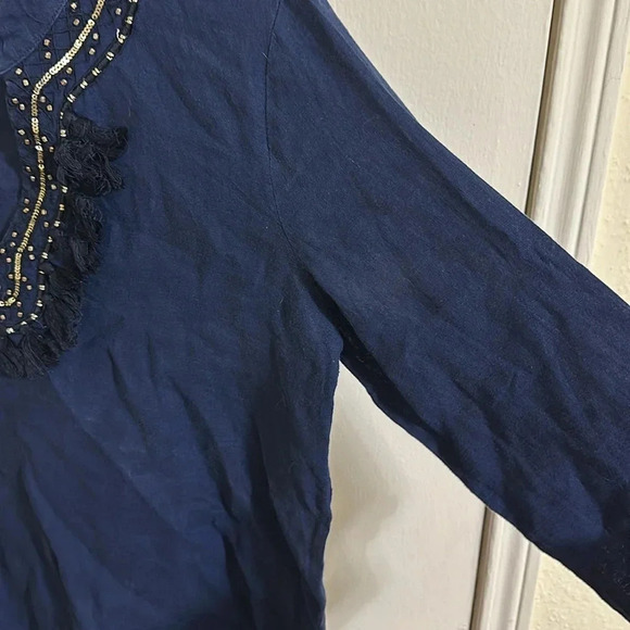 Lilly Pulitzer Beaded Embroidered Tassel Linen Tunic - Picture 7 of 7